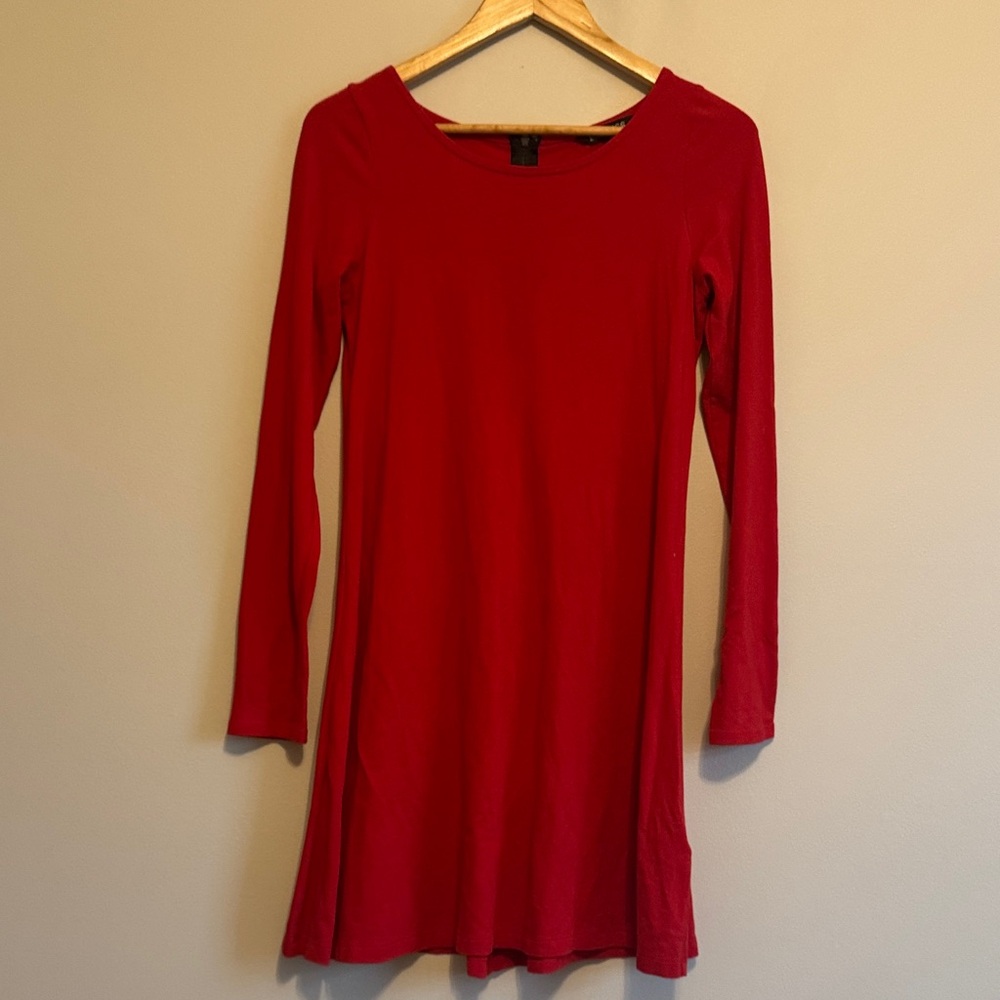 Express Midi Red Long Sleeve Dress